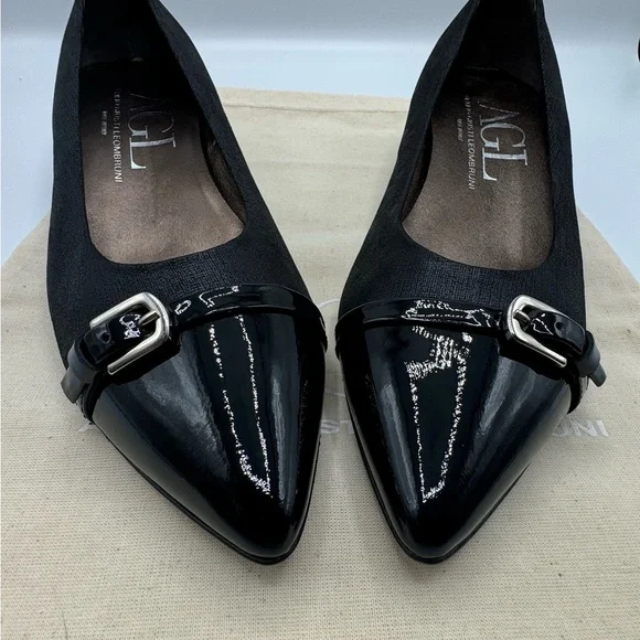 NEW AGL Attilio Giusti LeombruniNERO Low Heel Suede Pumps